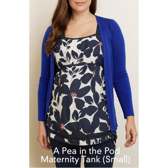 A Pea in the Pod Navy Floral Maternity Tank Top – Size Small - Picture 1 of 7
